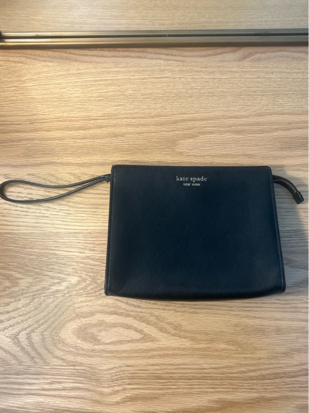 kate spade Black Leather Wristlet with Logo